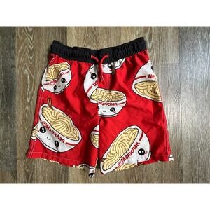 Maruchan Swim Trunks Kids Size 8 (M) Red Ramen Noodle Kawaii Board Shorts
